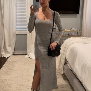 Reformation Lemon Rib Long Sleeve Dress